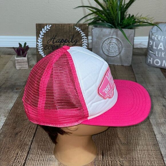 Vans Off The Wall Classic Patch Pink Snapback Mesh Trucker Hat Cap - Picture 2 of 6